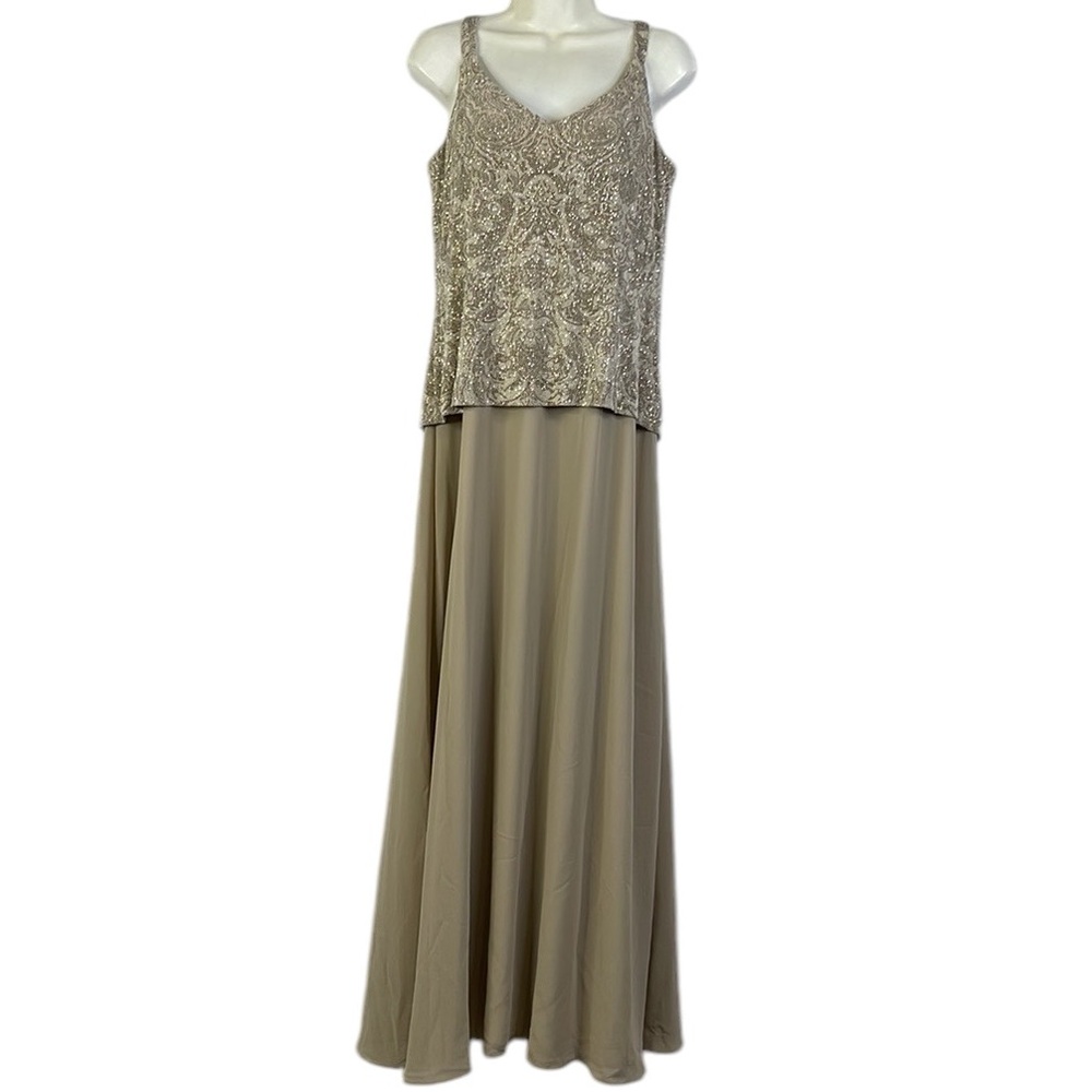 ALEX EVENINGS Maxi dress Beige Glitter Party Mother Of Bride